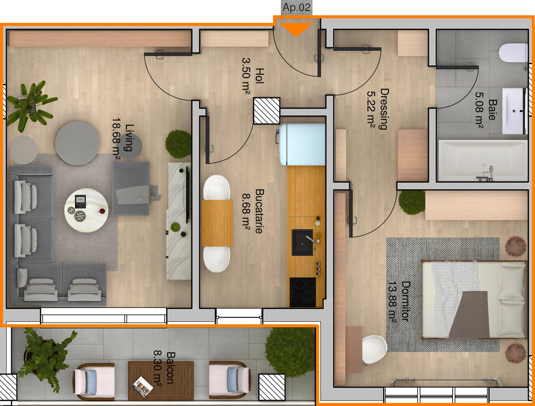 Apartament 2 camere Tip C