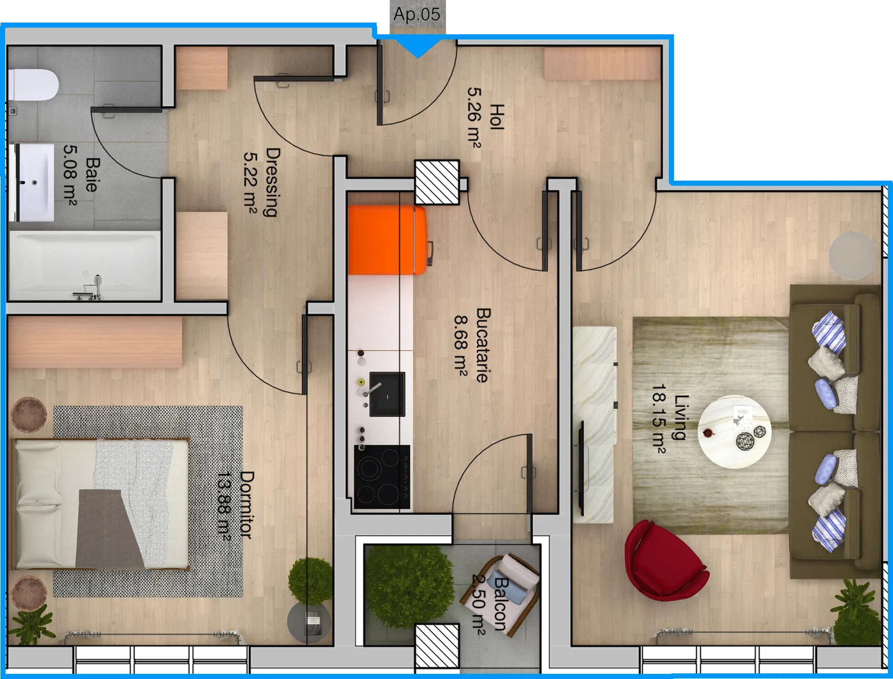 Apartament 2 camere Tip D